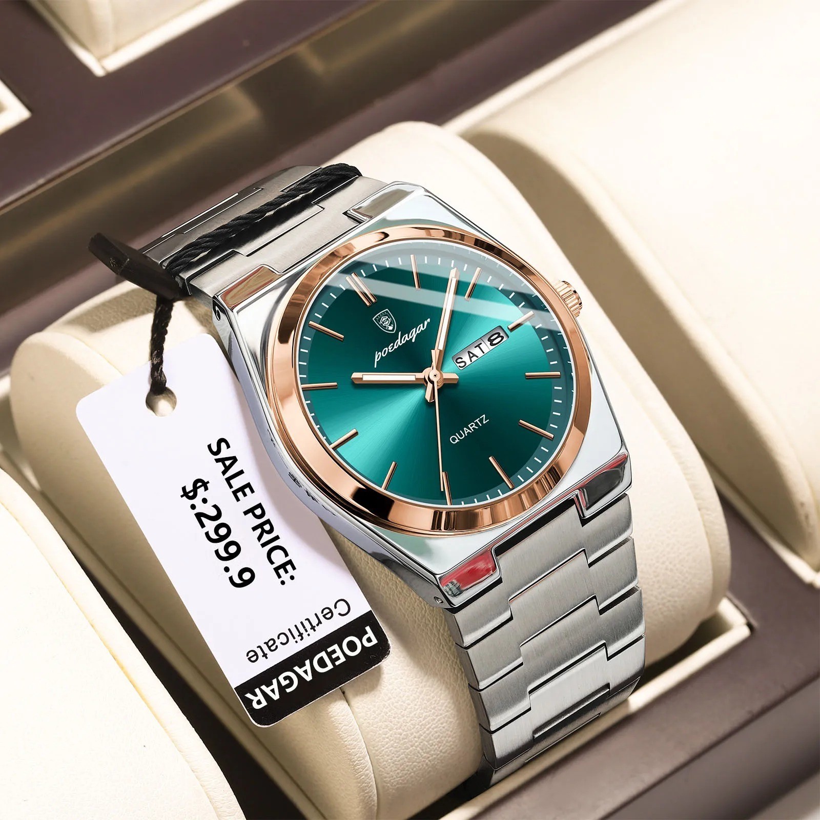 POEDAGAR Luxury Men’s Watches Waterproof Luminous Date Week Men Watch Stainless