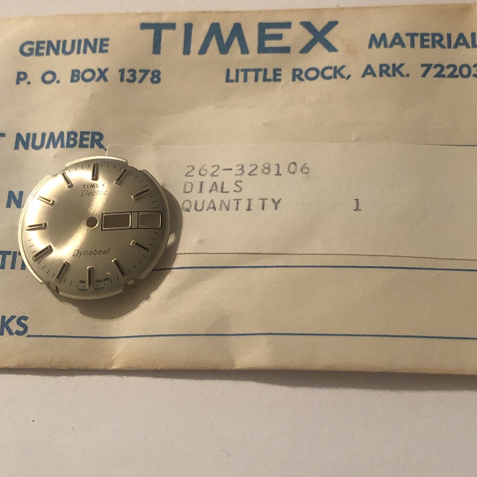 NOS Genuine Timex Electric Dynabeat Watch Dial 262-328106 In Original Envelope