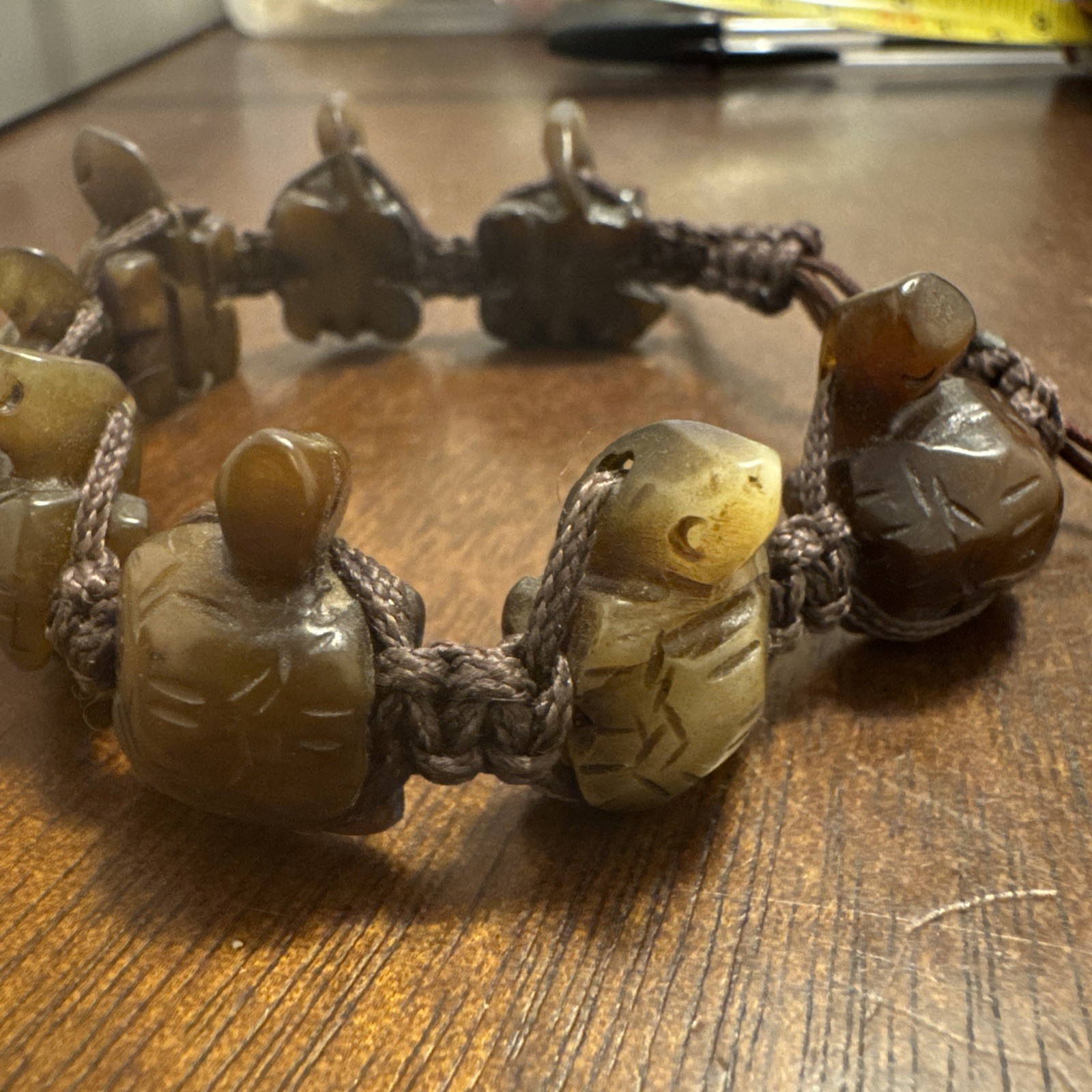 Hand Carved Adjustable Turtle Bracelet-Adjusts 7-9”