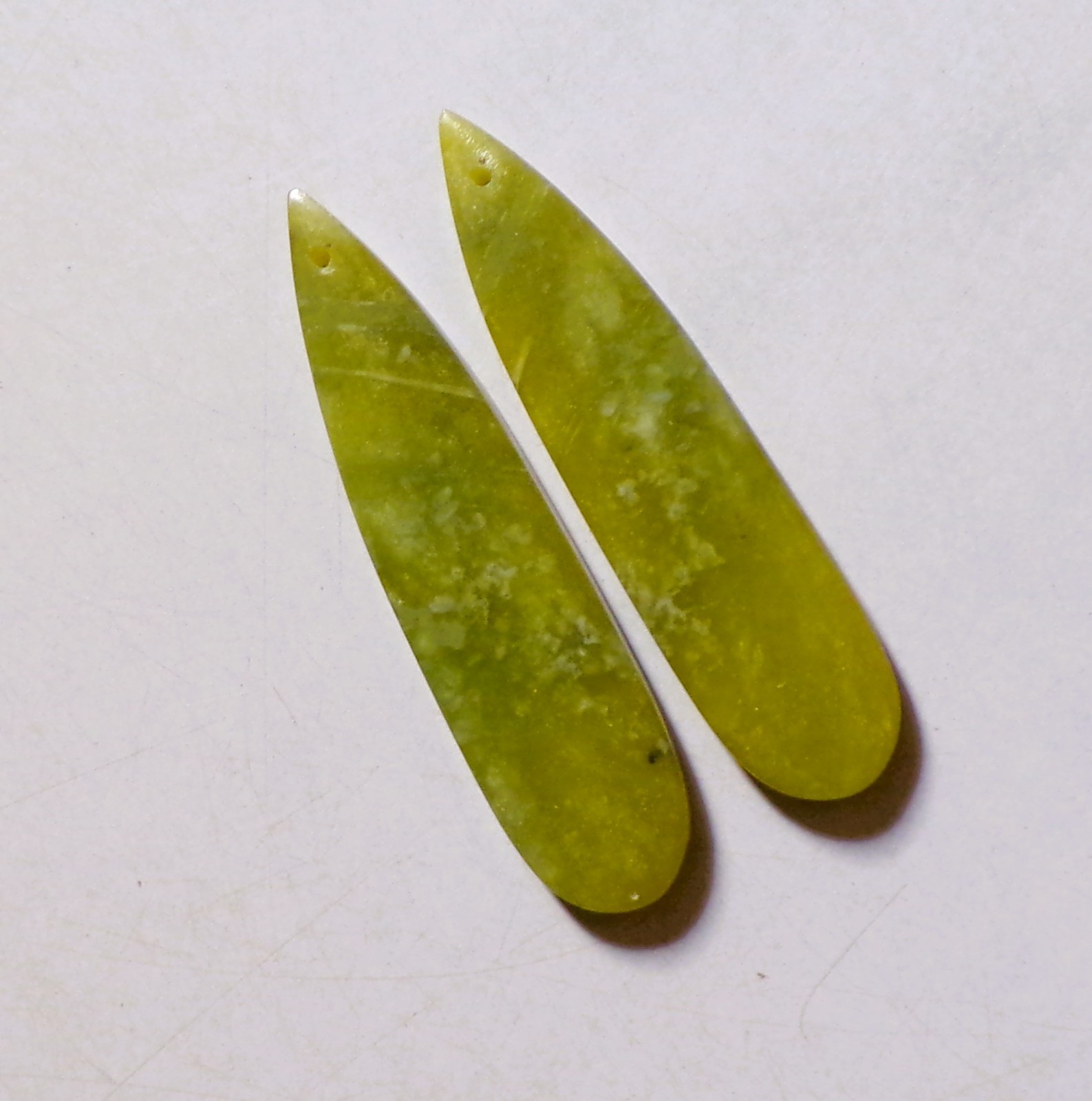 49.70 Cts Natural Green Jade Drilled Cabochon Match Pair Gemstone 51X12.3MM 41