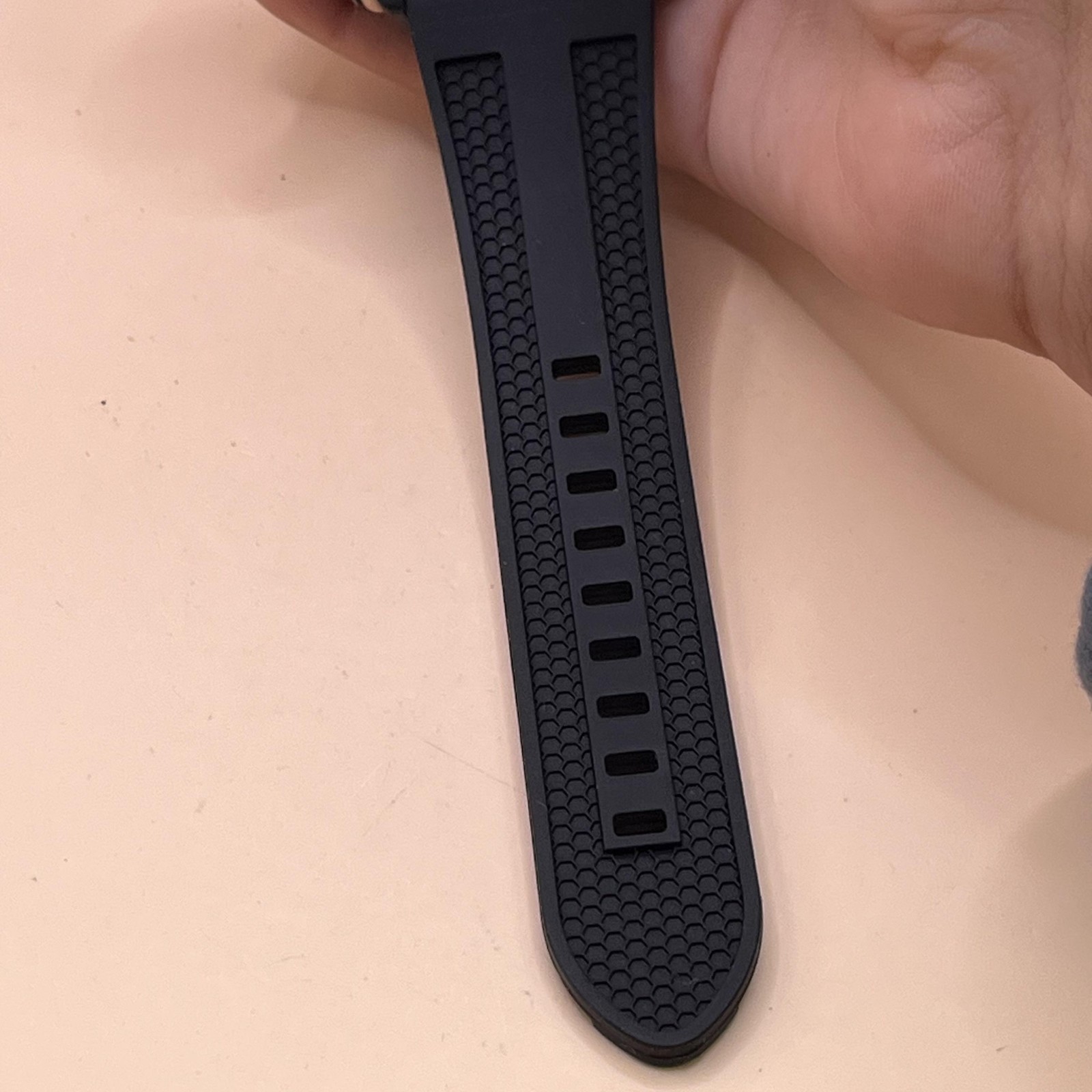 OFNS Watch Mens Black Rose Gold Tonneau Ana-Digi Silicone Strap Quartz S6157