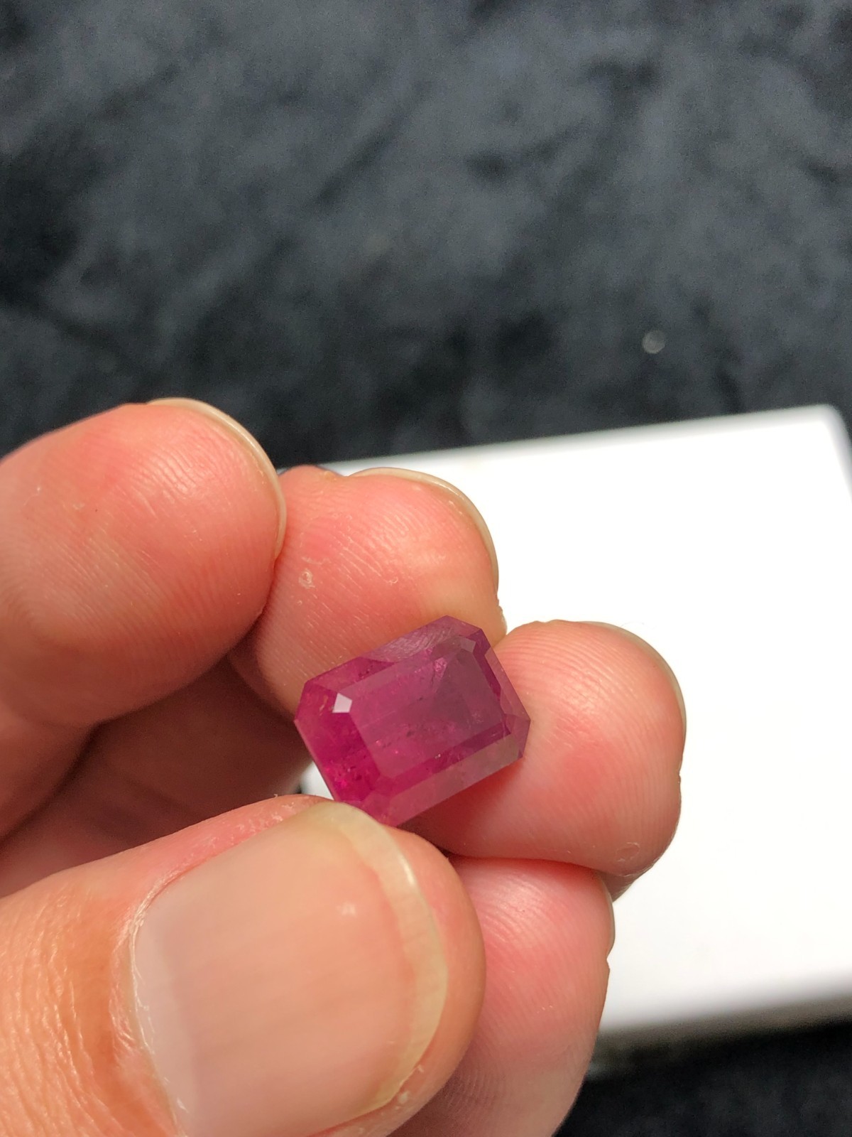 Natural Purplish Pink Tourmaline, Emerald Cut, Hand Faceted