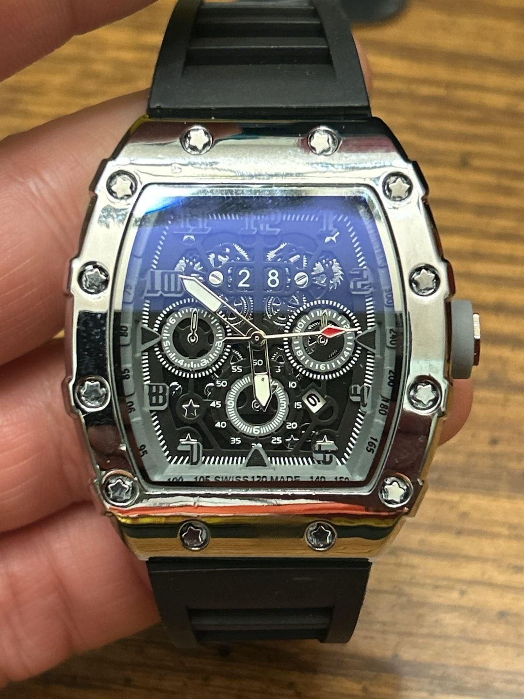 AJ USA Tonneau Case Quartz Chronograph Wristwatch