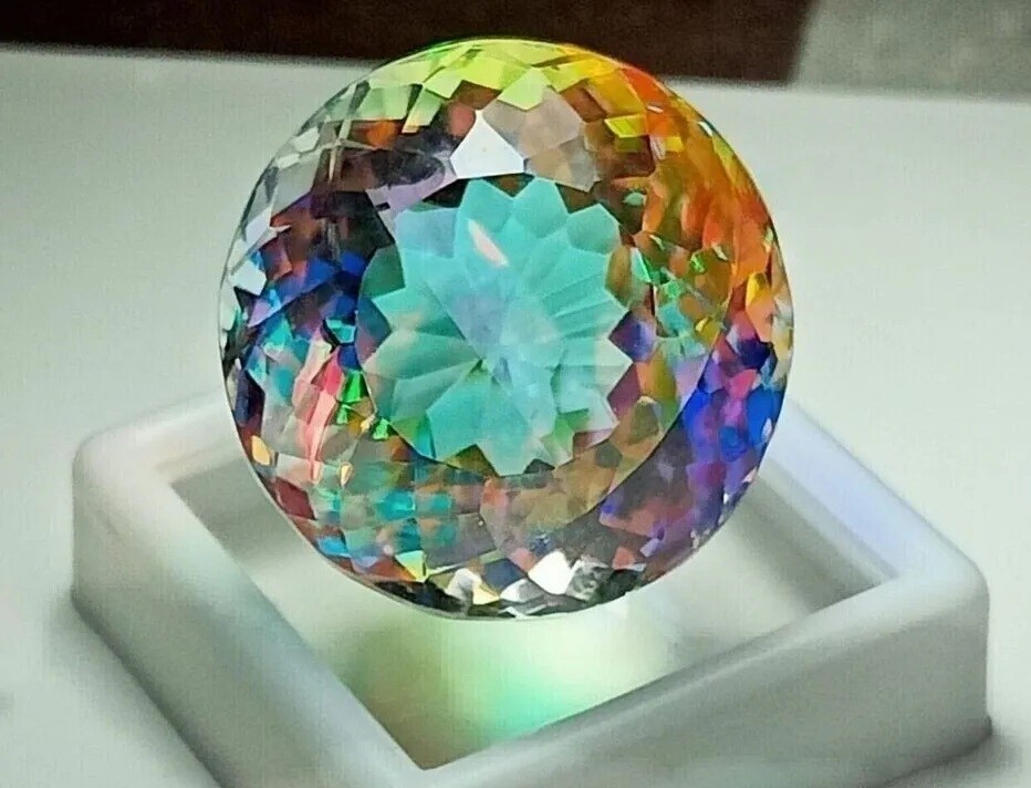 Natural Mystic Topaz Rainbow Color Round Cut Certified 45.30 Ct Loose Gemstone