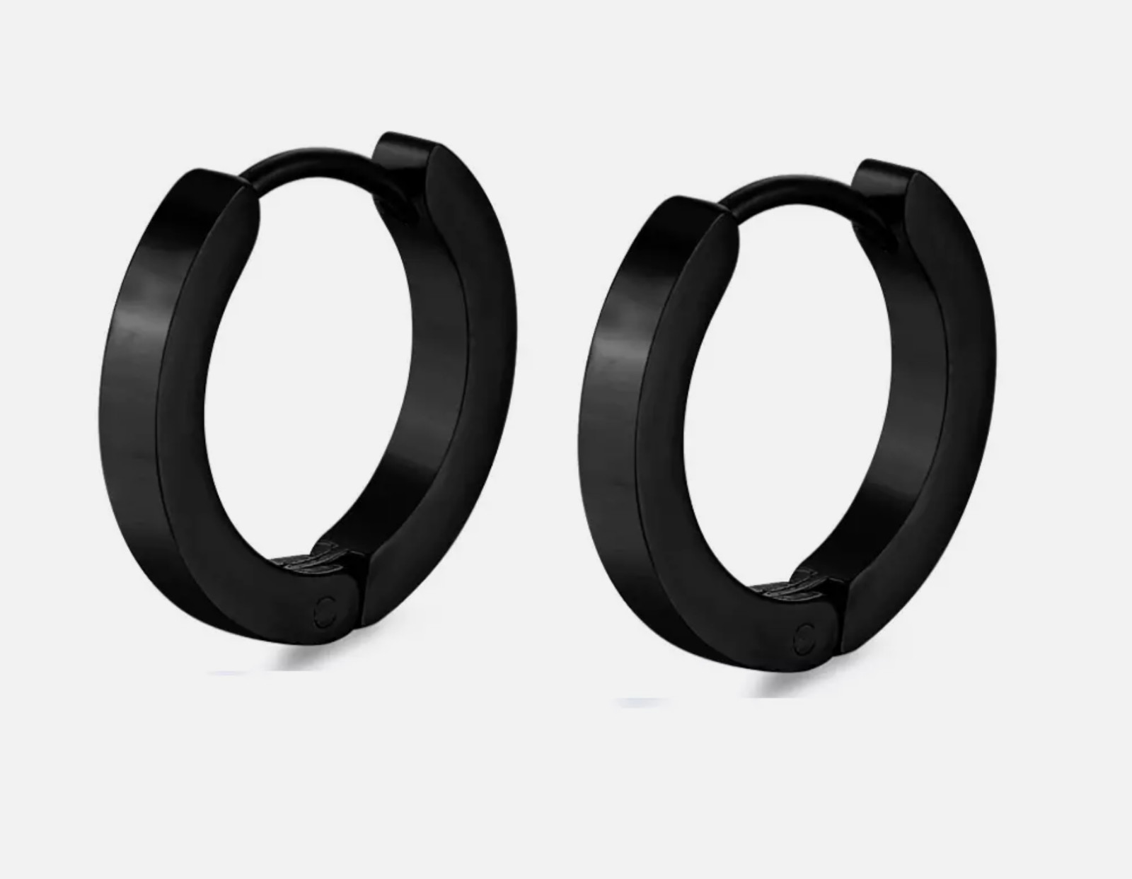 2Pcs Women Men Stainless Steel Round Hinged Huggie Hoop Earrings