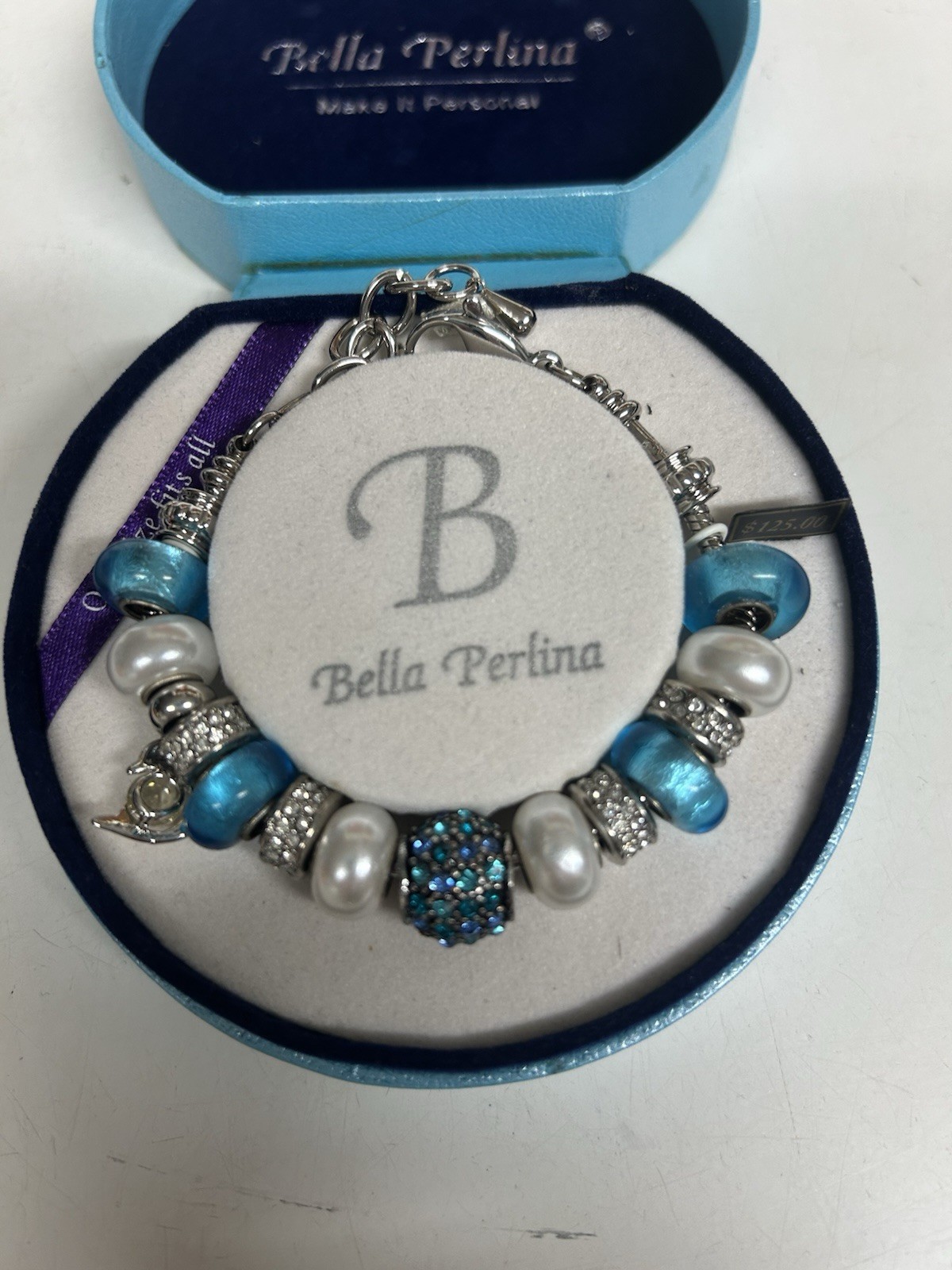 Bella Perlina Charm Bracelet Blue/Silver