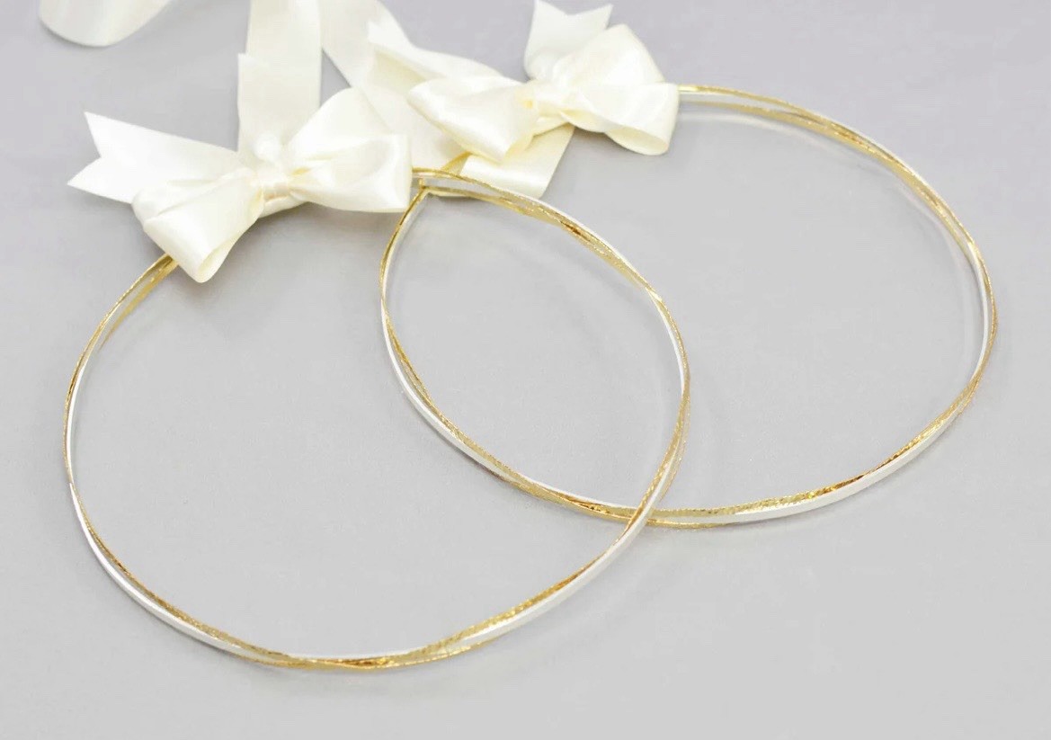 24K Gold plated and 1000 Silver plated Wedding Crowns (Orthodox Stefana)