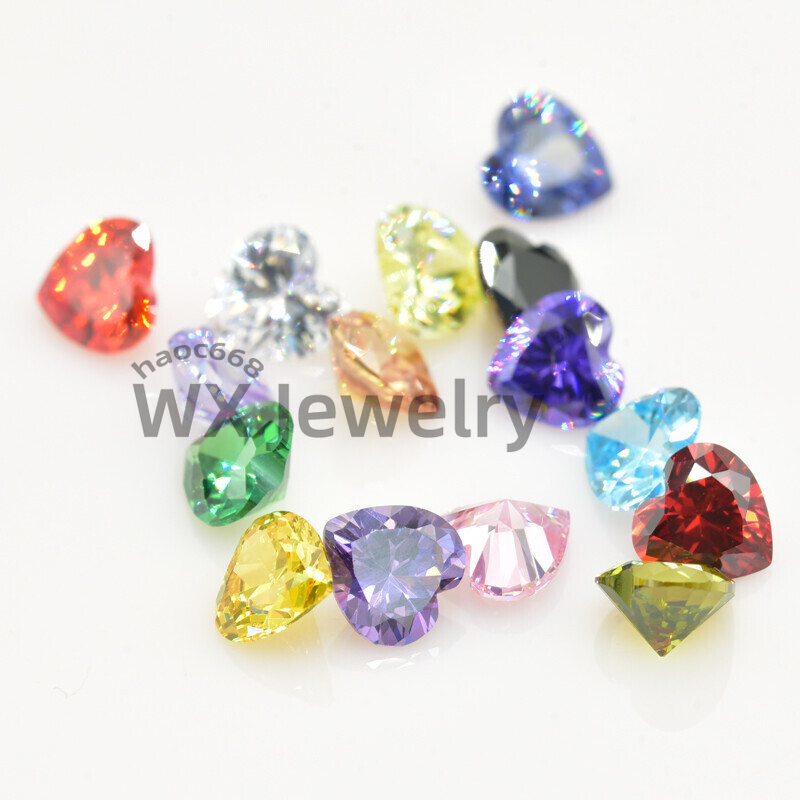 3×3-10x10mm Heart Cut 15pcs each color 1pcs ,Loose cubic Zirconia Stone