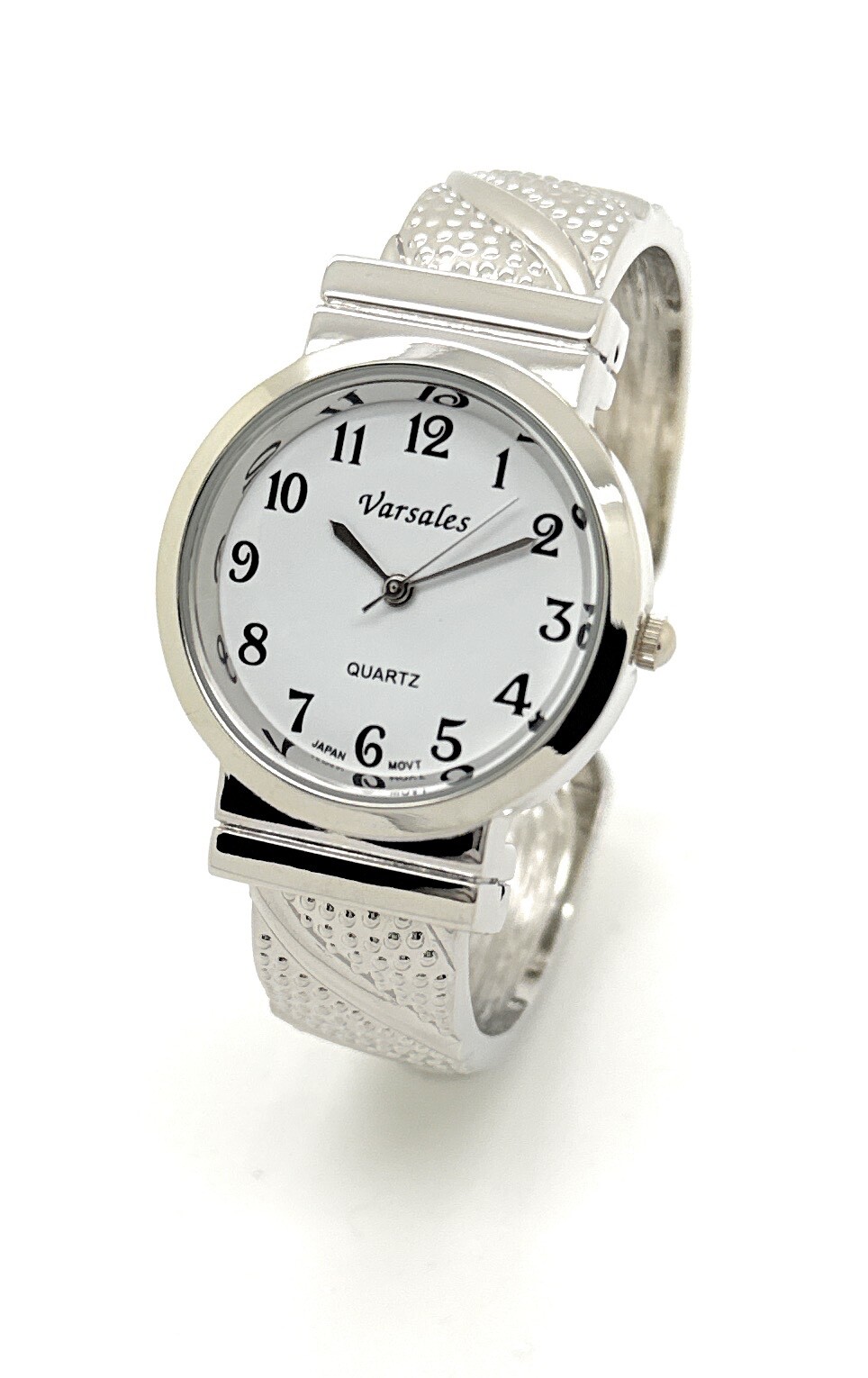 Varsales Ladies Round Small Studs Elegant Metal Large Bangle Cuff Fashion Watch