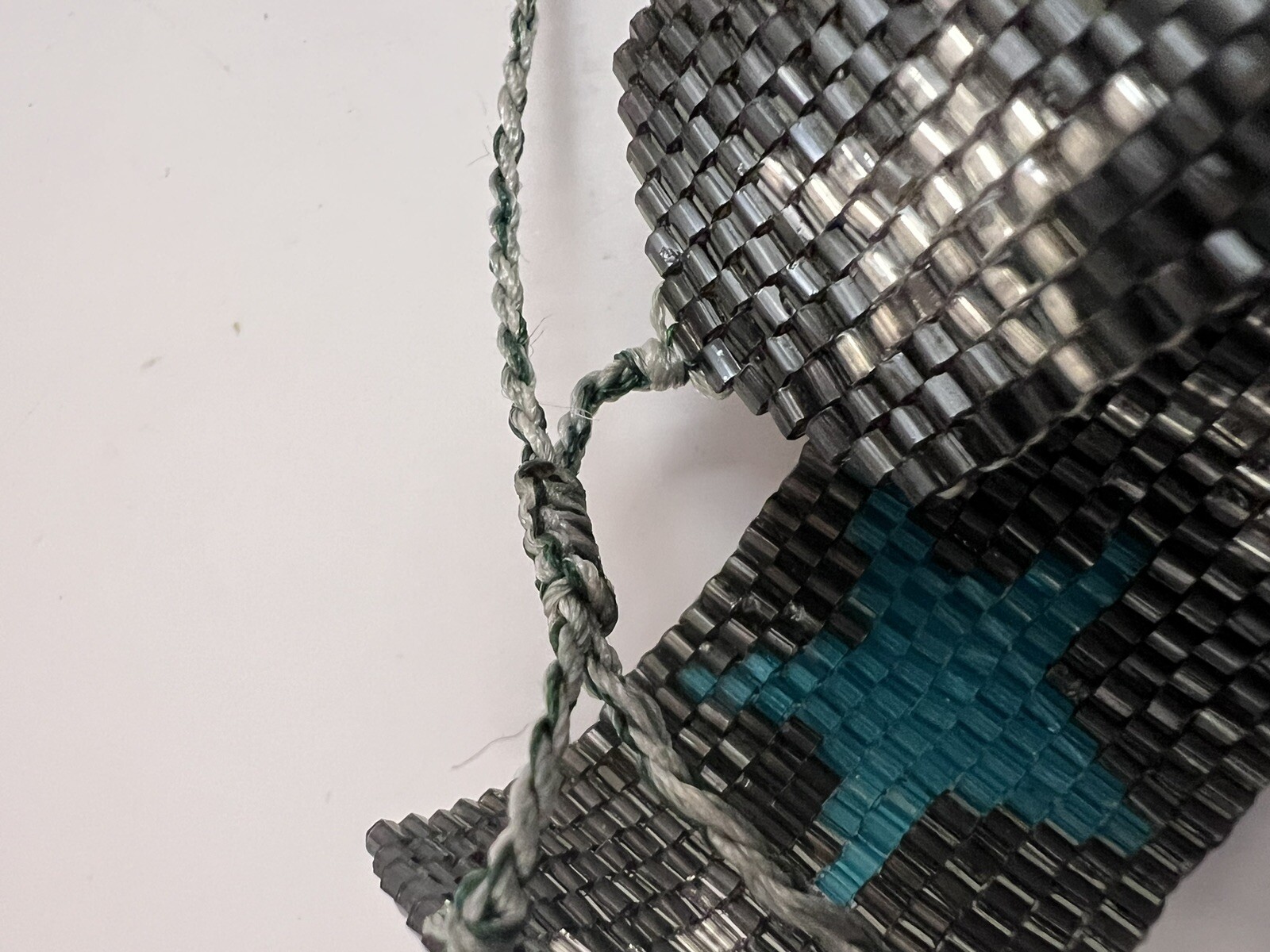 Adjustable Stars Gray Teal Seed Beaded Bracelet Cuff Cheer Friendship Jewelry