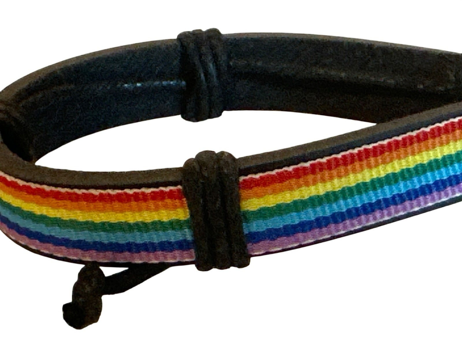Handmade Rainbow Pride Adjustable Leather Bracelet Unisex 1/4″ Band Pride Month