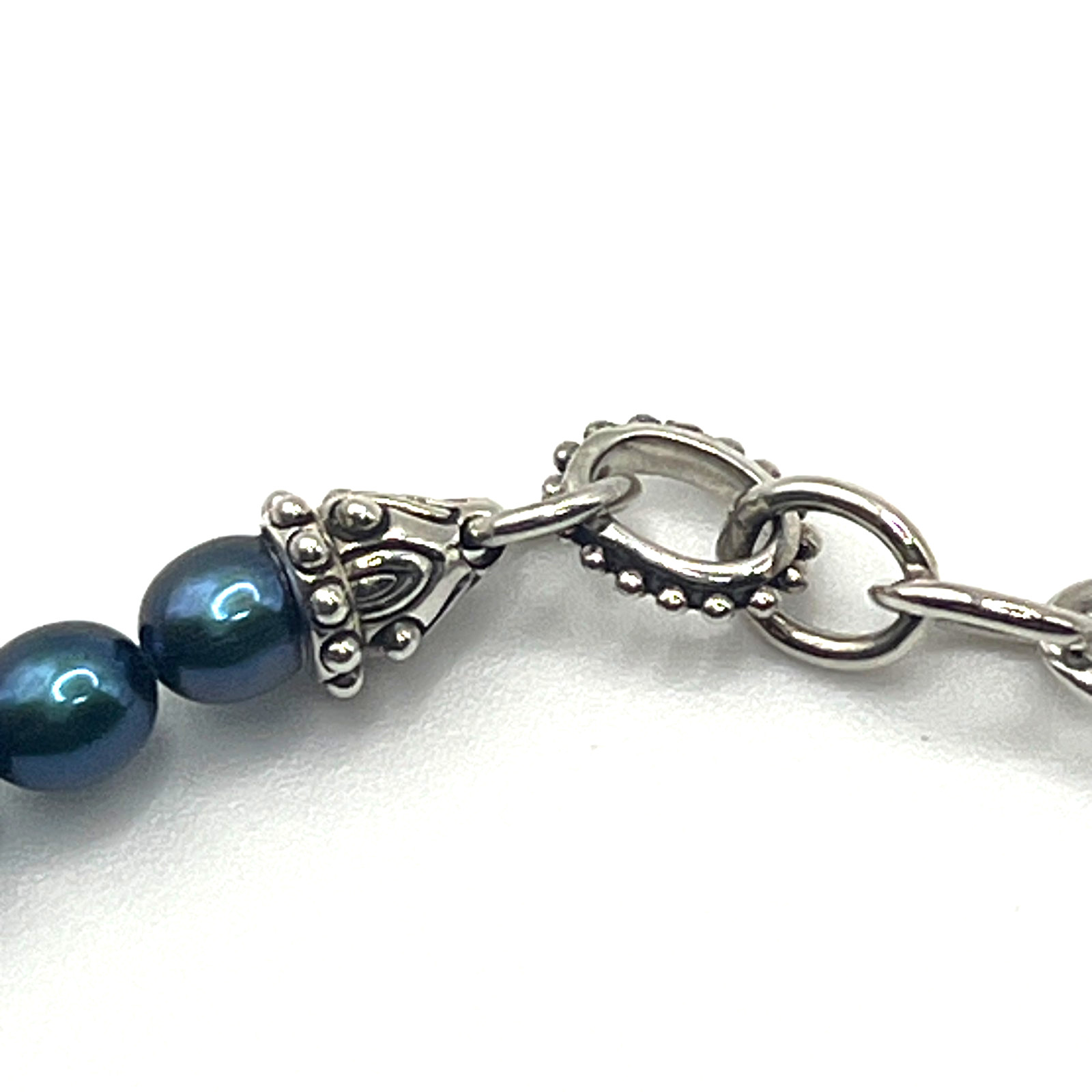 Barbara Bixby Necklace 16 to 20″ Blue Pearl Station Hook Dainty Sterling 925