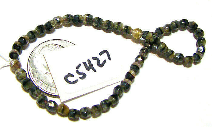 Czech Glass Faceted Round Bead BEIGE TIGER’S EYE 3mm NOS Approx 50 C5427