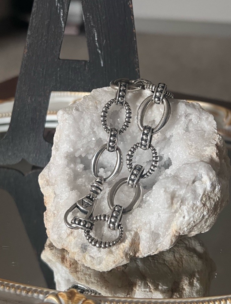 LAGOS Silver Oval Link Chain Bracelet, Lobster Clasp, 7.6-8 in
