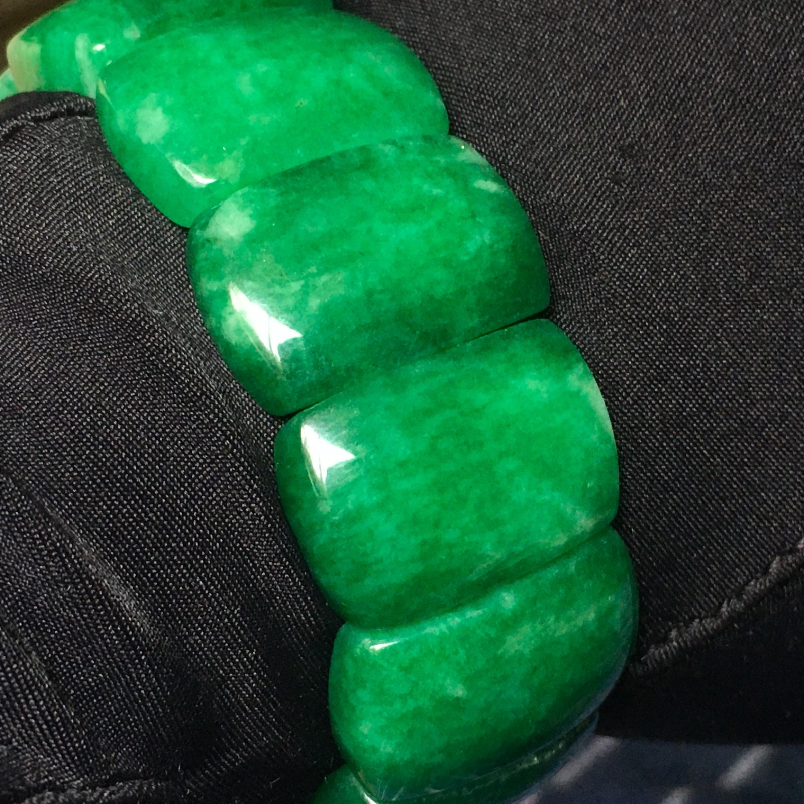 Rectangle double string natural green Jade Bracelet unisex