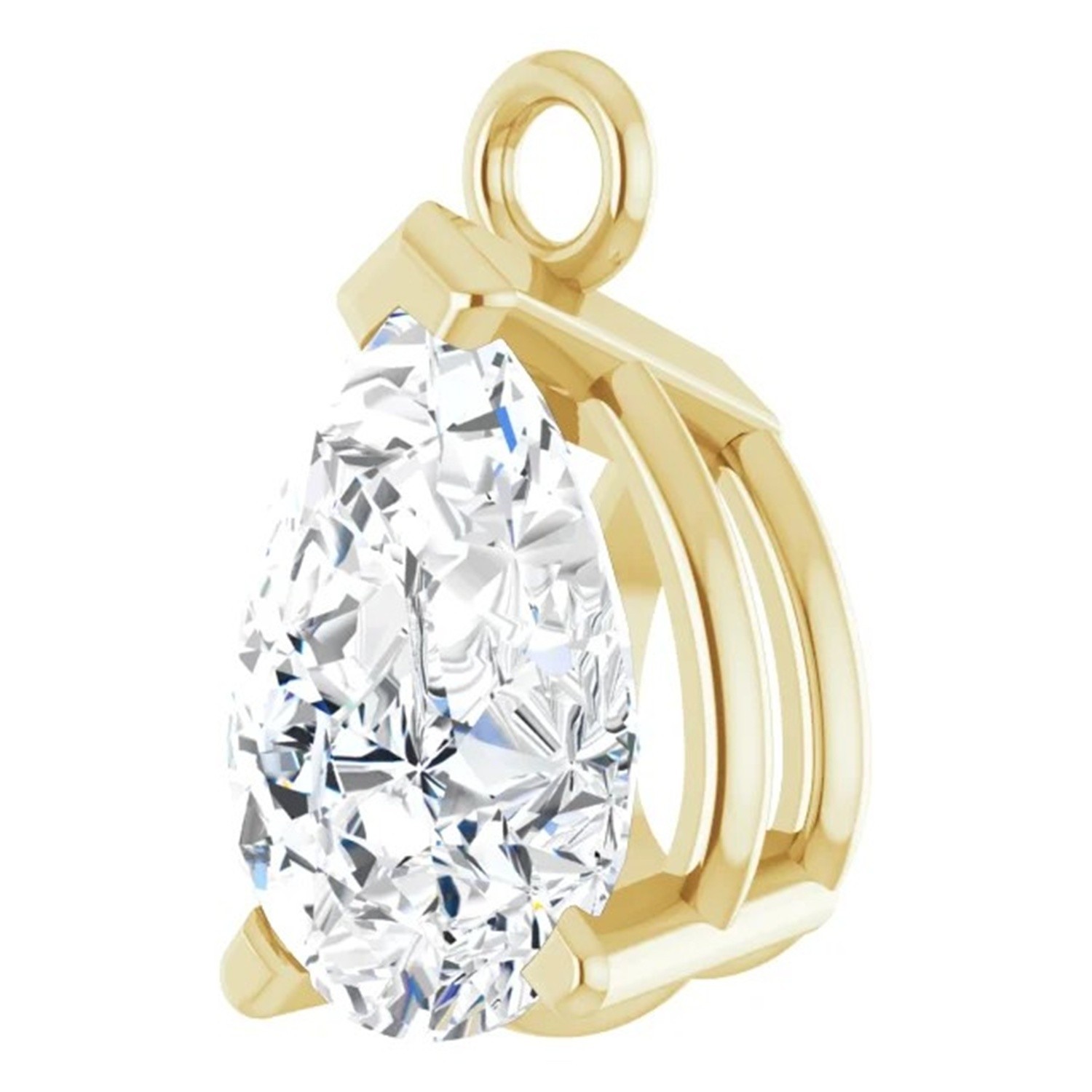 Pear Cut Dangle Mounting in Solid 10K Yellow Gold V End Prong Basket Setting USA