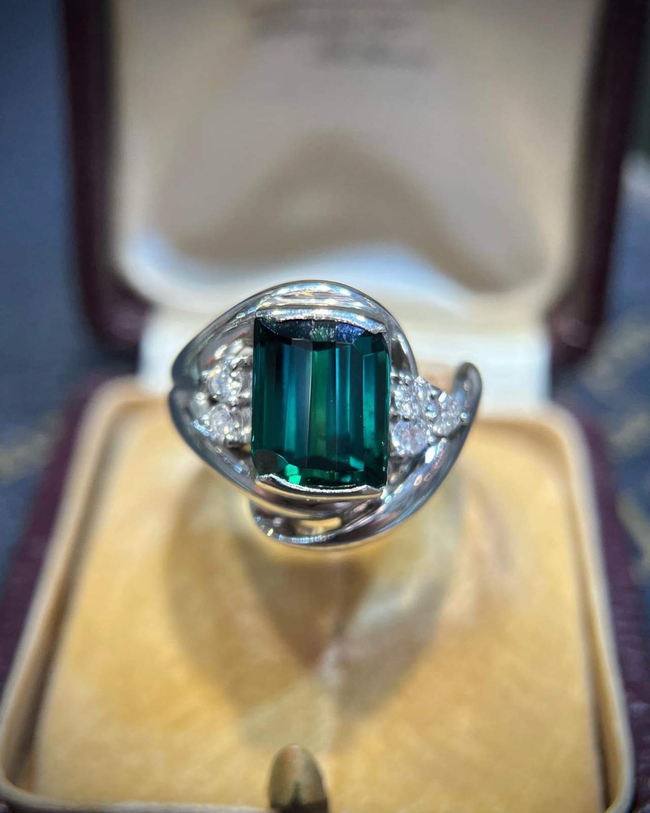 Unique Design Indicolite Tourmaline Ring 925 Sterling Silver Engagement Ring.