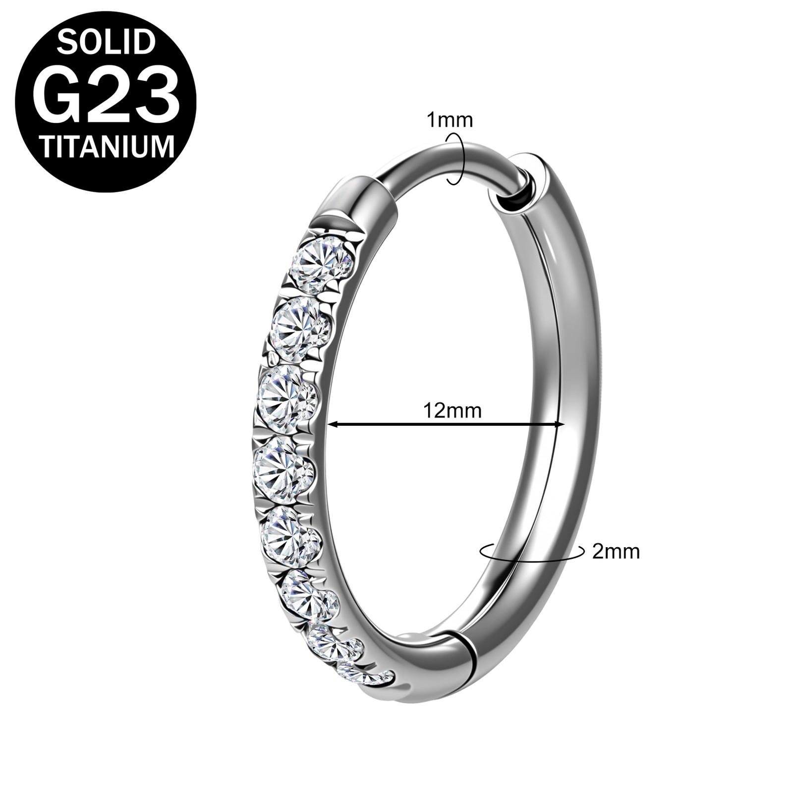 1 Pair 18g G23 Titanium Hoop Earrings Crystal Ear Helix Conch Piercing Jewelry