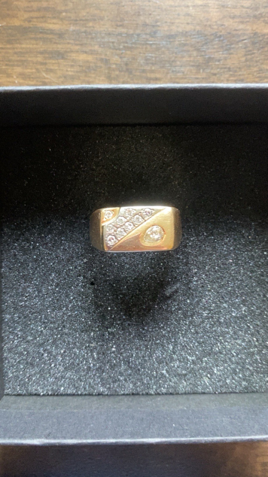 Custom Vintage 14kt Yellow Gold Cigar Ring 0.58cts Diamonds SIZE 15