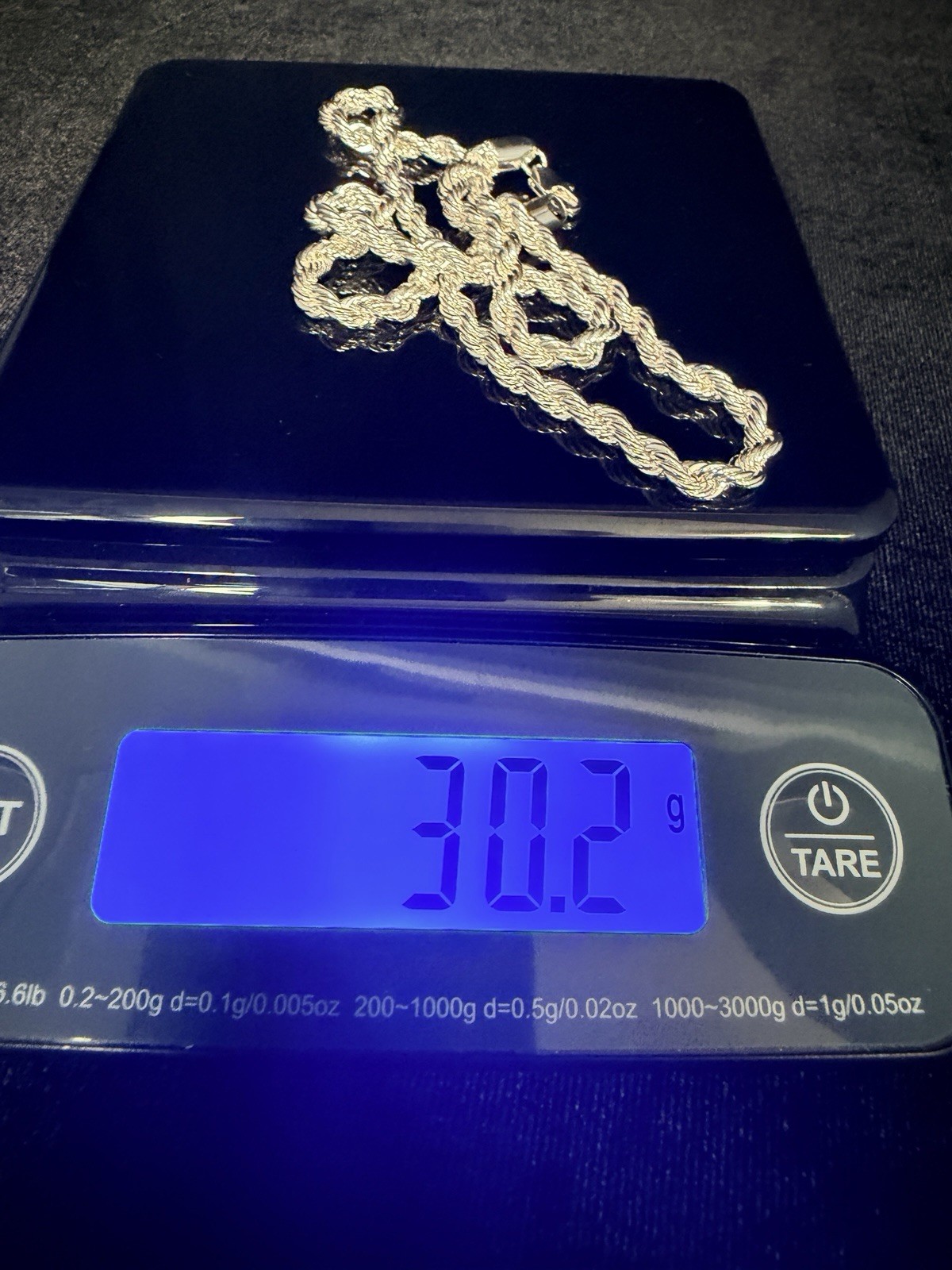 925 Stamped Silver Rope Necklace 20in 5MM. 30.2g. BEAUTIFUL! Brand New.