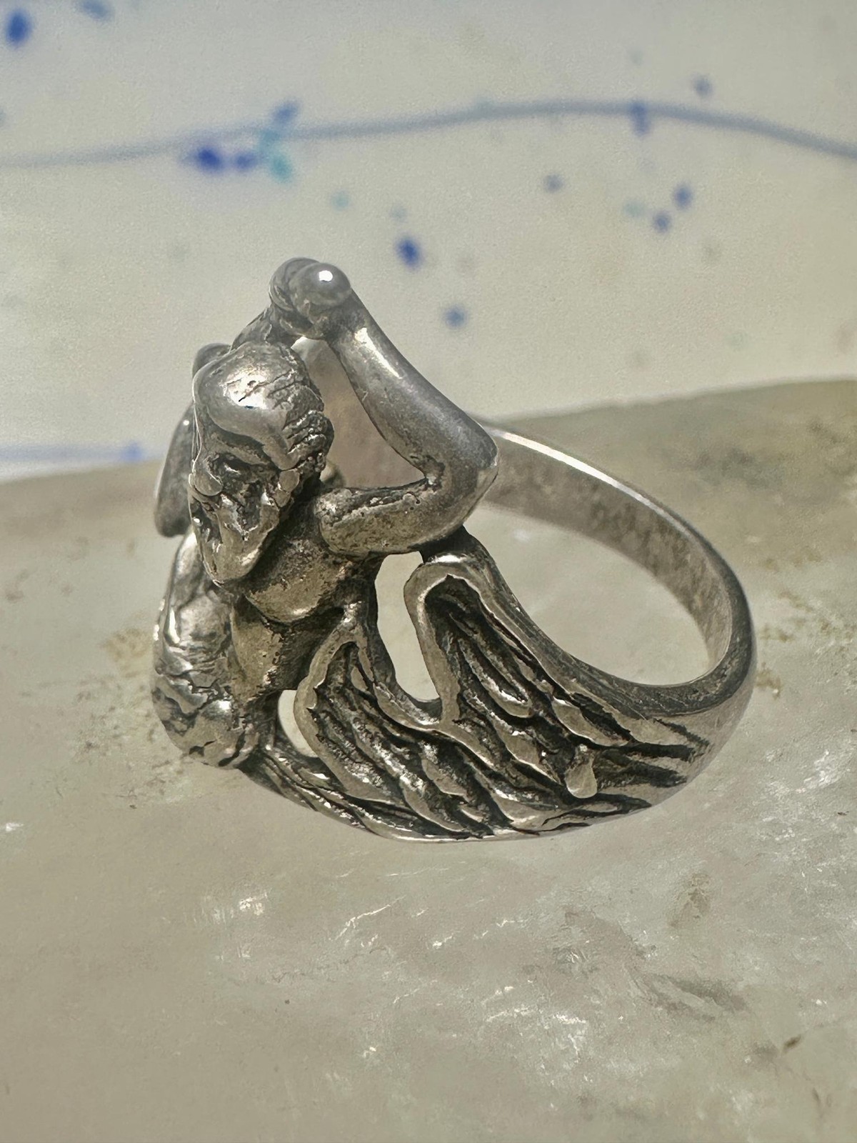 Triton ring biker band sterling silver Sea God Triton merman,the son of sea god