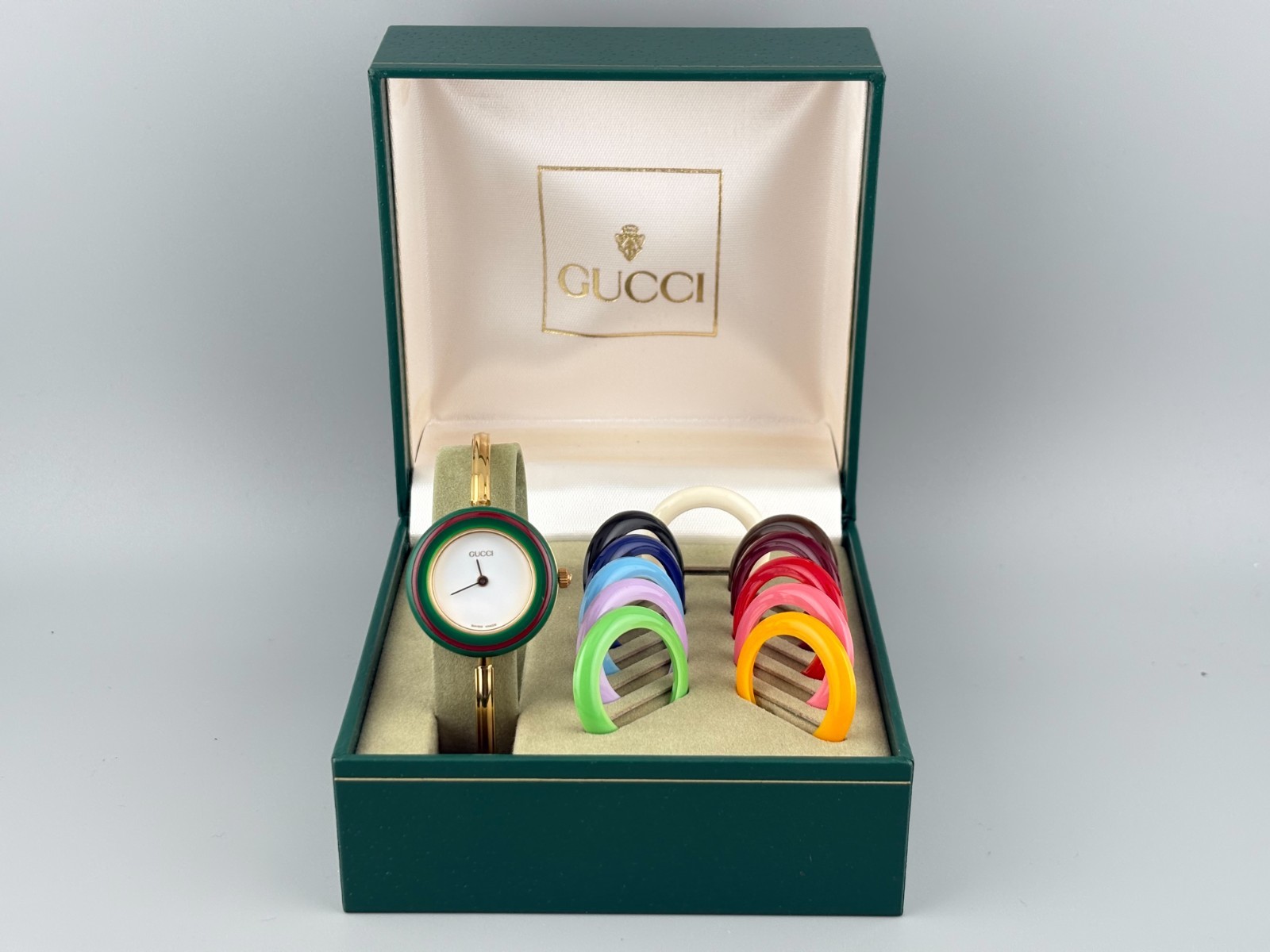 [NEAE MINT W/Full Set] Gucci Change Bezel 11/12 Women Watch Gold 12 Colors