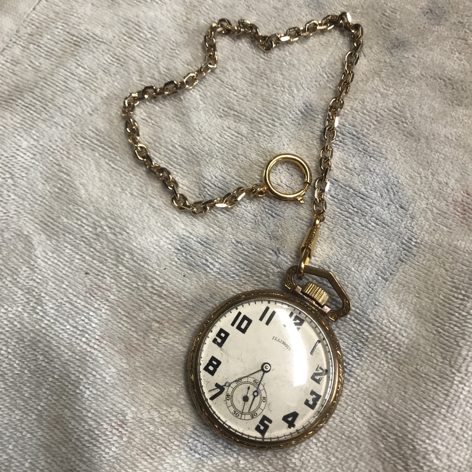 1900’s Illinois Watch Company 17 Jewels Double Roller Open Face Pocket Watch