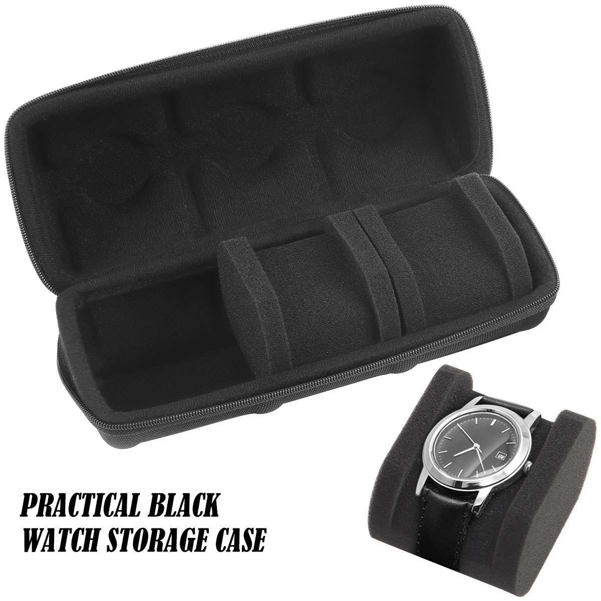 3Slot Travel Watch Roll Case Wristwatch Display Case Watch Storage Box Organizer