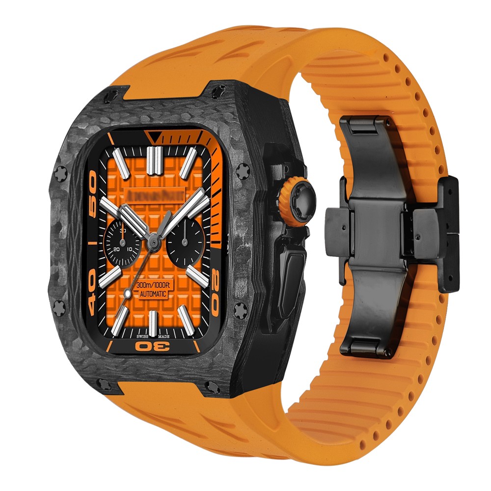 Luxury Titanium Carbon Fiber Case Rubber Band Mod Kit For Apple Watch Ultra 49MM
