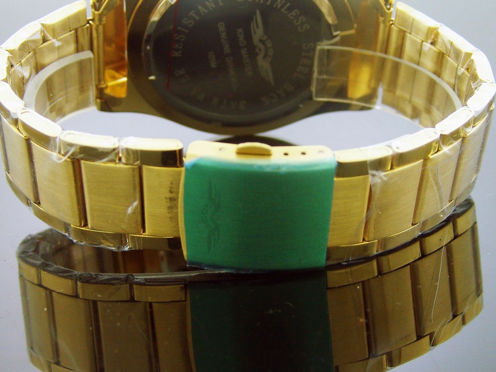 Men King Master Quartz watch yellow gold tone case 12 diamonds watch