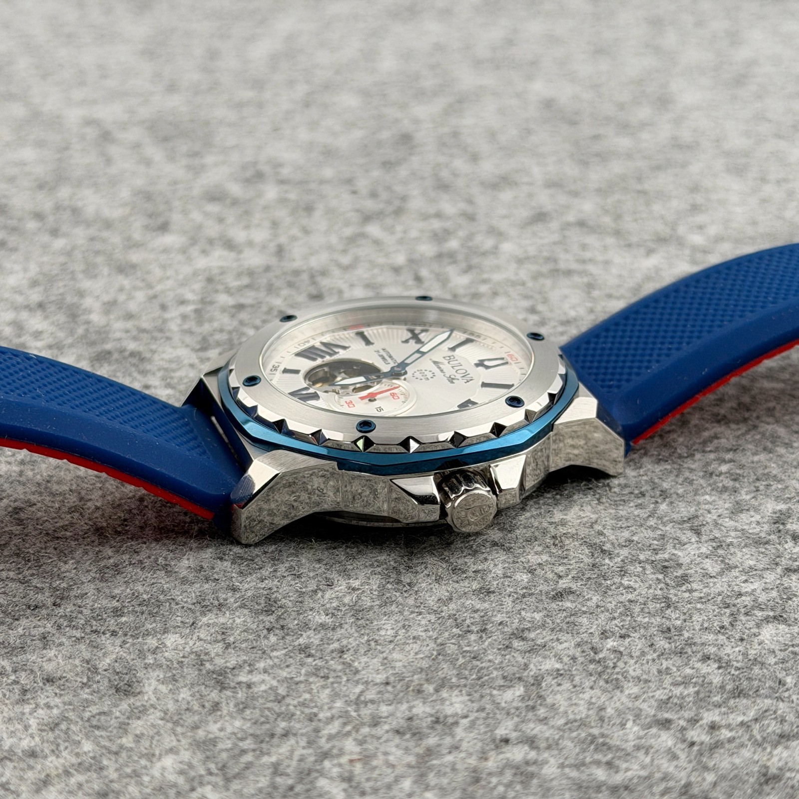 Bulova Men’s Marine Star 44.5 mm Silver Dial Sports Diver Automatic Watch 98A225
