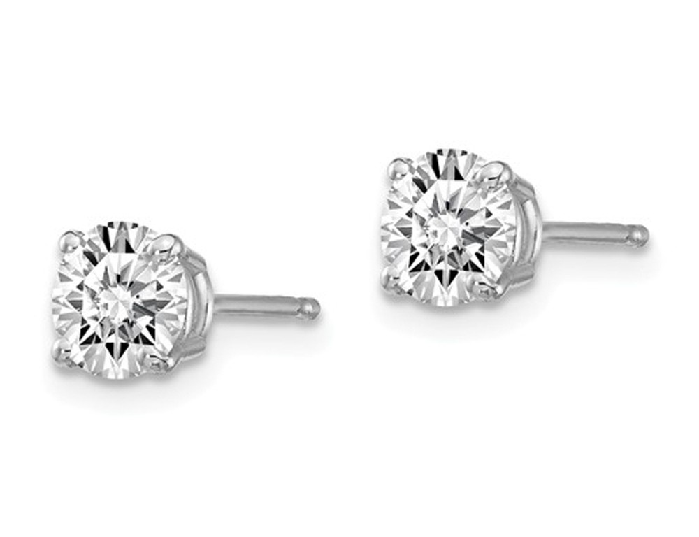 1.00 Carat (ctw VS2-Si1, D-E-F) Lab Grown Diamond Solitaire Earrings 14K Gold