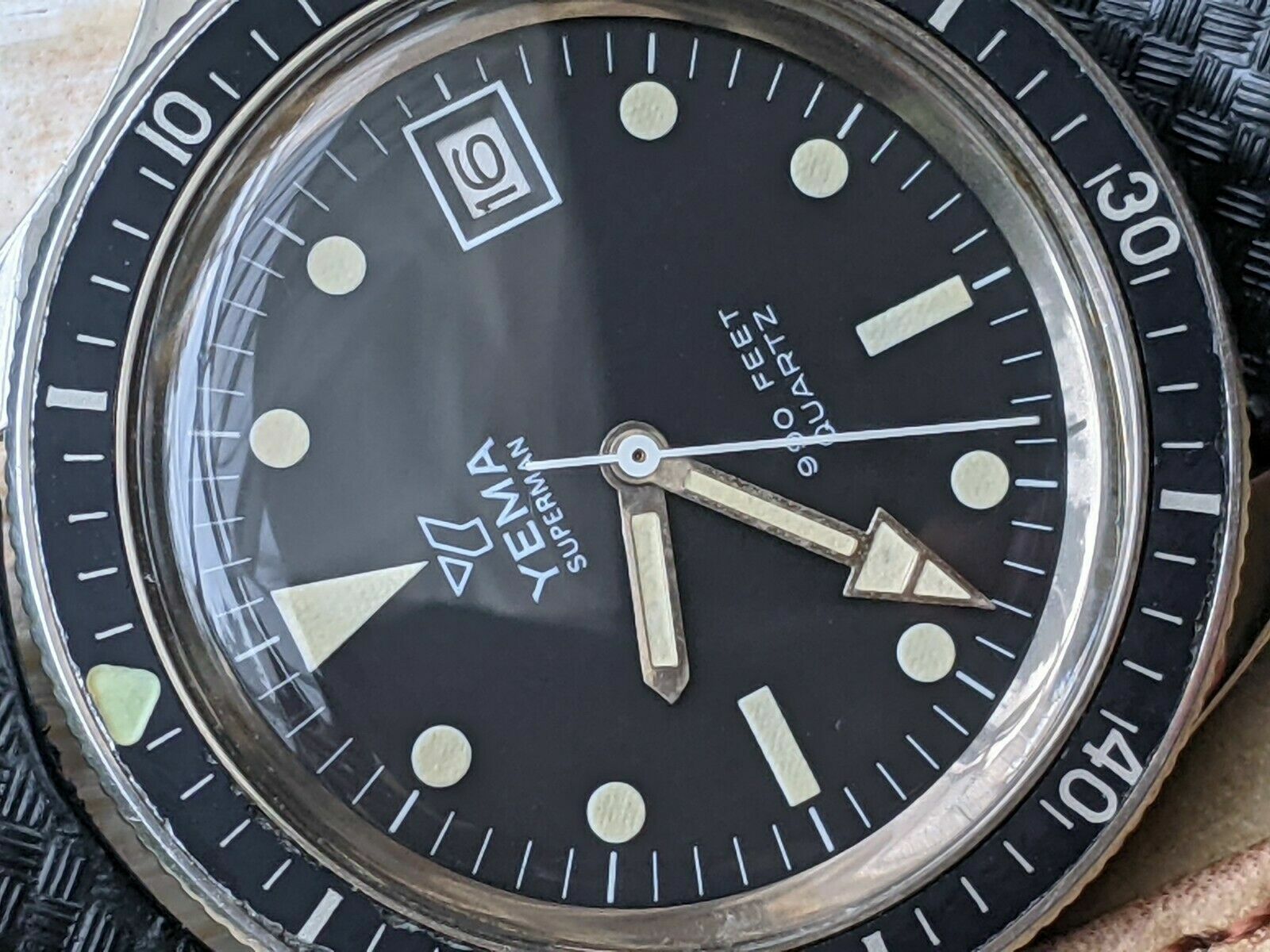 Vintage Yema Superman 30 ATM Quartz Diver w/Pristine Dial,All SS Case,Serviced