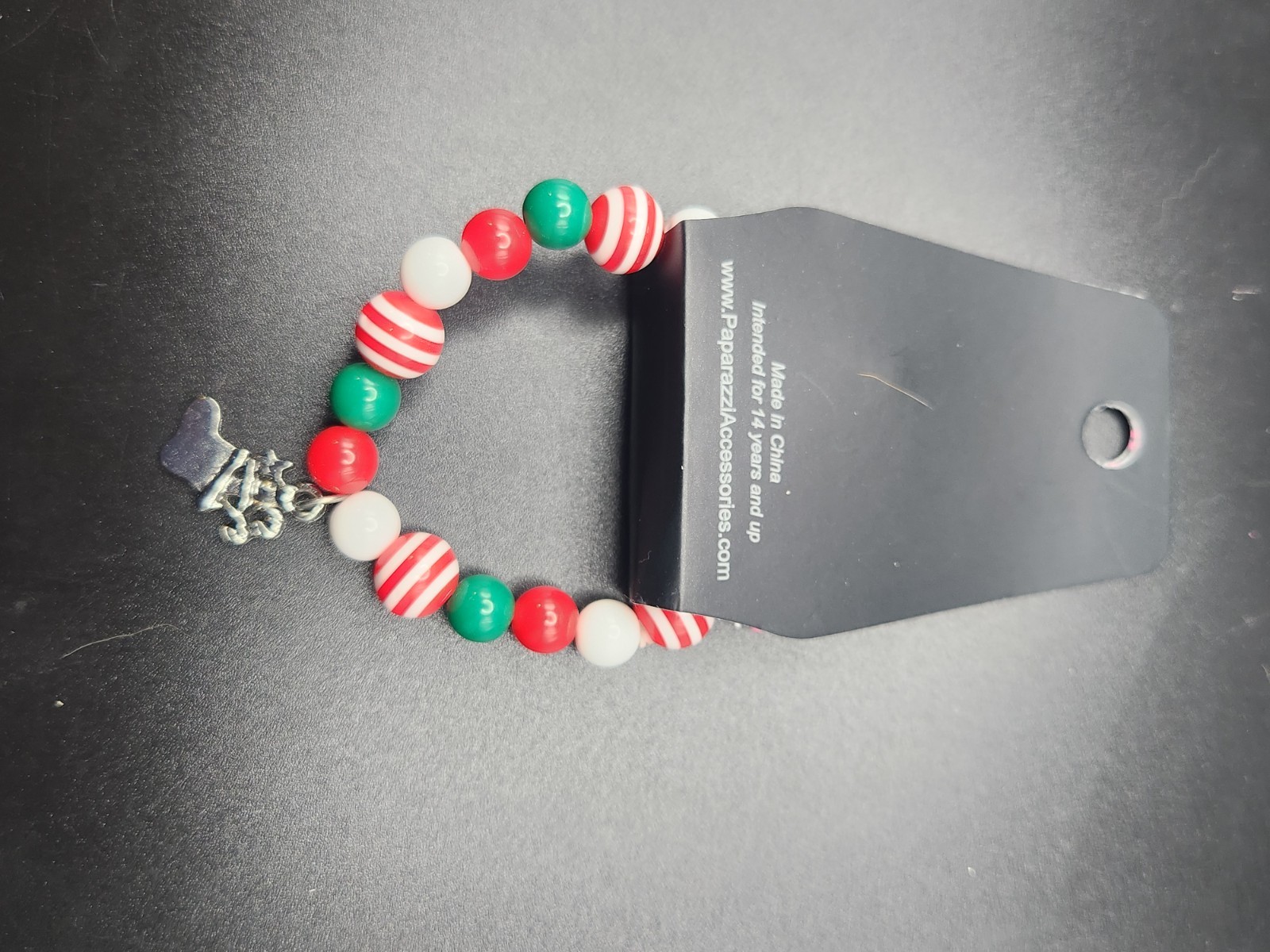#0037 – Paparazzi Christmas Stocking Charm Stretch Beaded Bracelet Red Green…