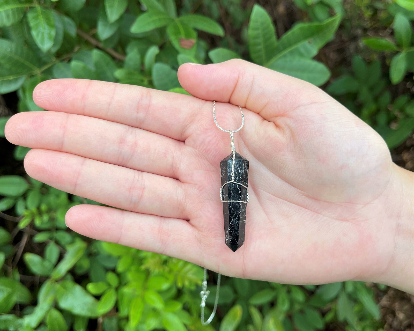Black Tourmaline Wire Wrapped Point Pendant / Necklace (Crystal Point Pendant)