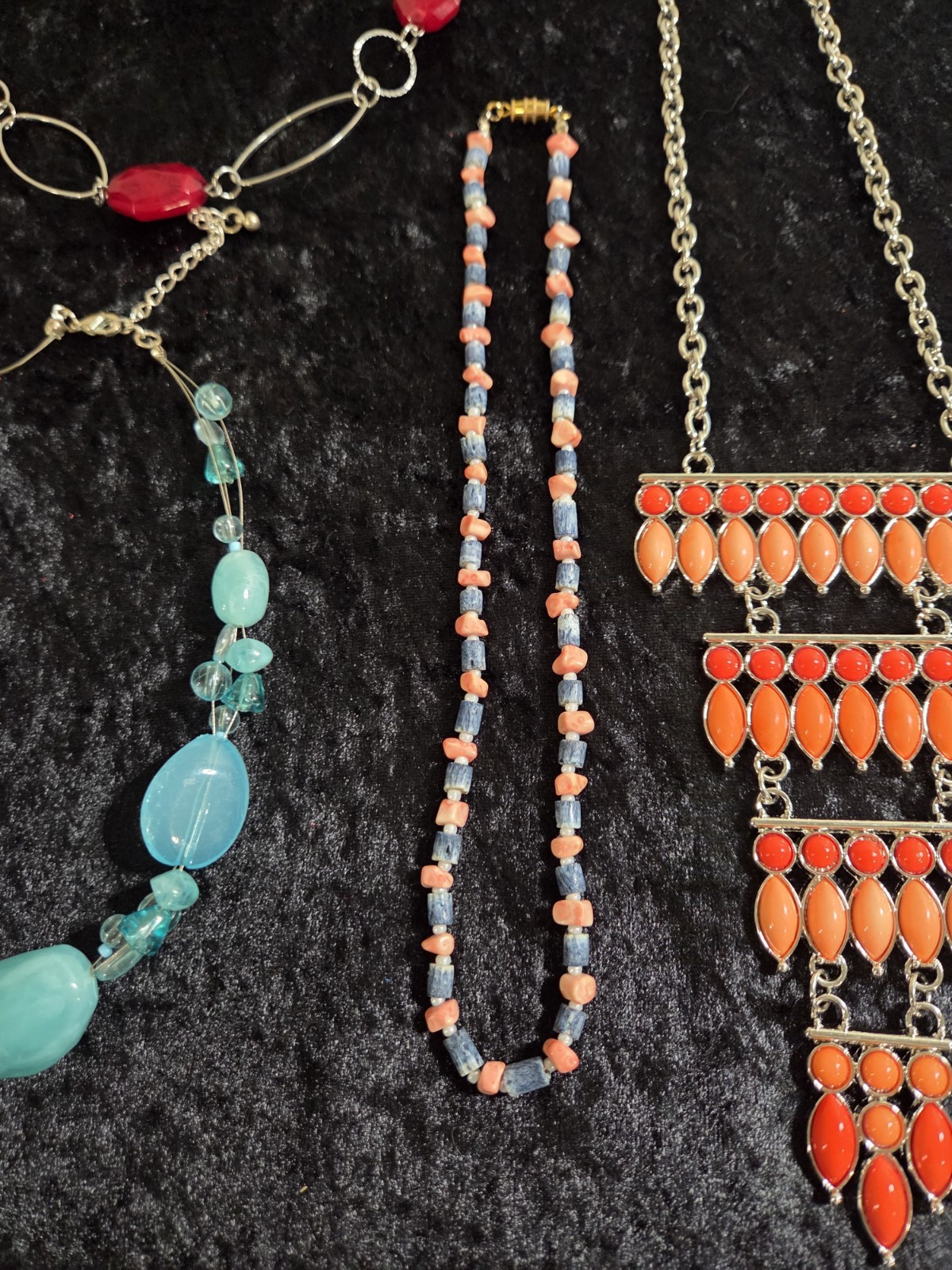 Fashion Jewelry Mixed Lot with 7 Necklaces, Bracelet, Multicolor Plastic & Metal