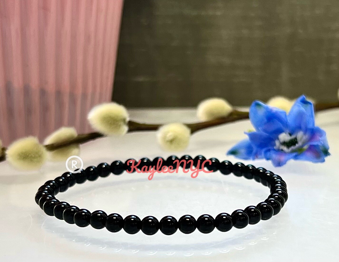Wholesale Lot 6 Pcs Natural Black Tourmaline 4mm 7.5” Crystal Stretch Bracelet