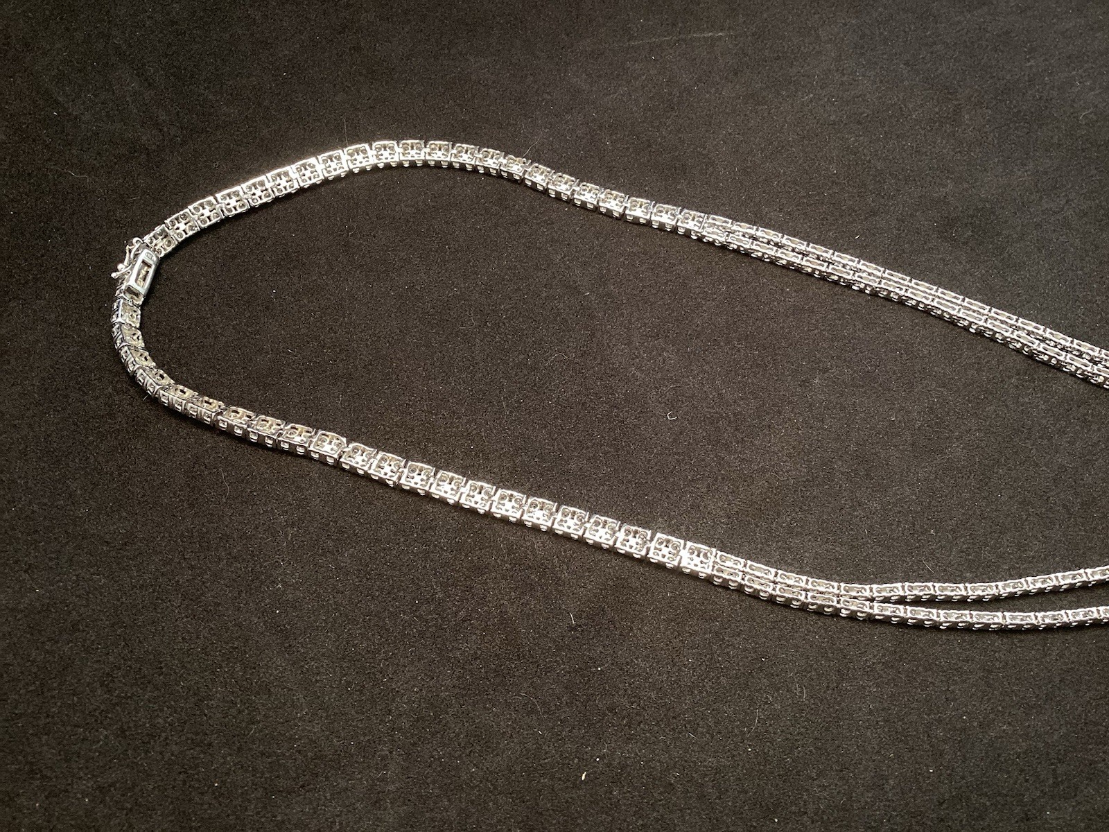 Fuzion Creations FZN Sterling White Quartz Tennis Double Strand 5mm Necklace 18”