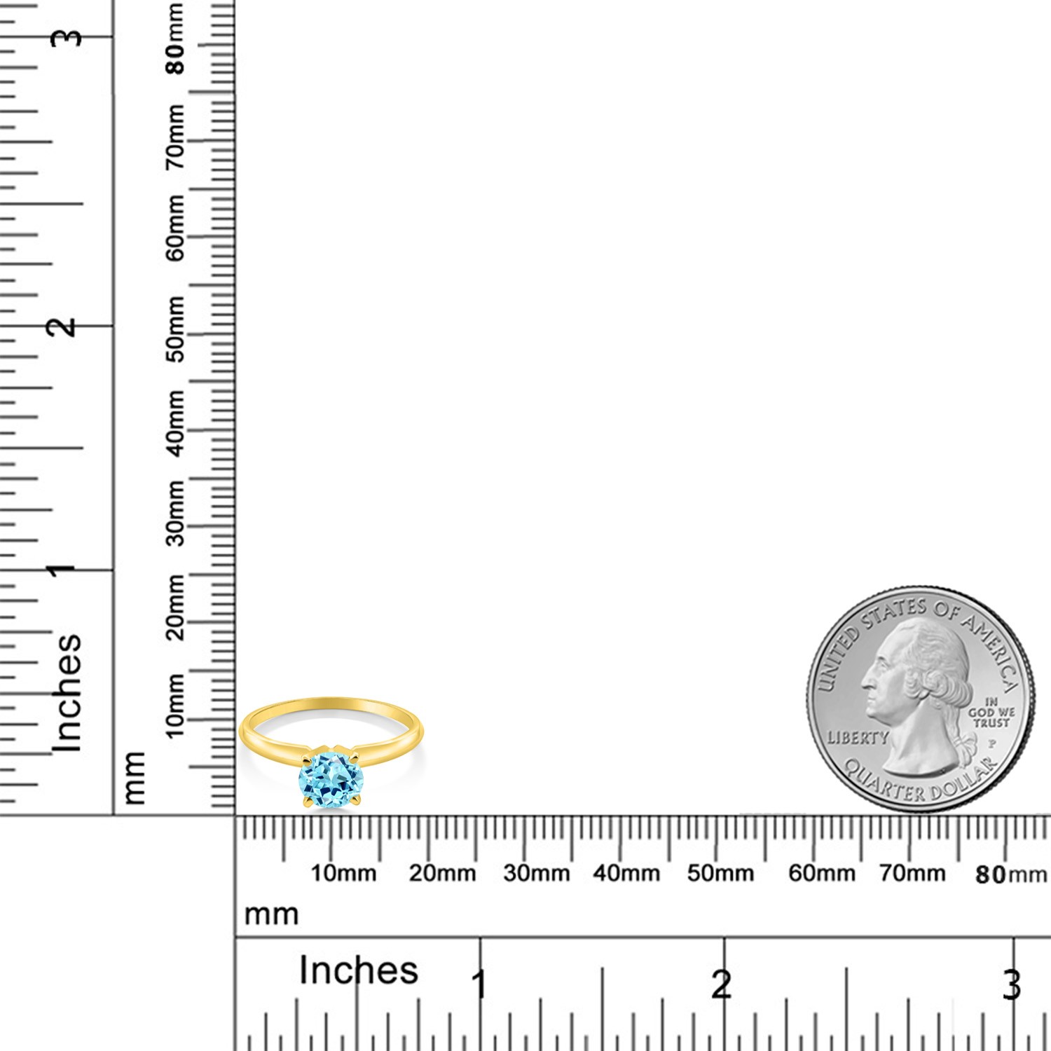 0.82 Ct Round Blue Apatite 14K Yellow Gold Ring