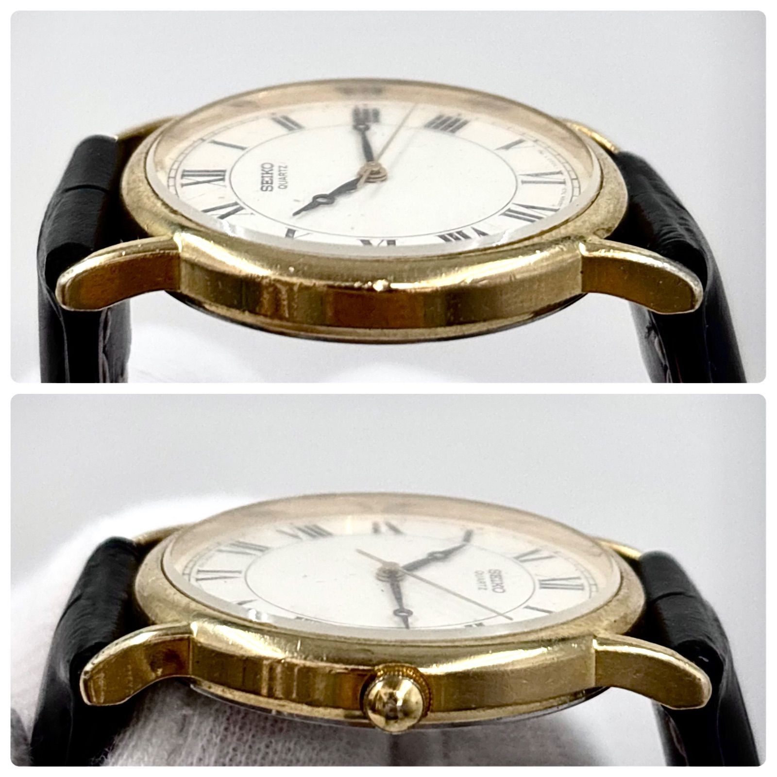 SEIKO Quartz Roman Index Gold Wristwatch manufactured in August 1983 Japan vinta
