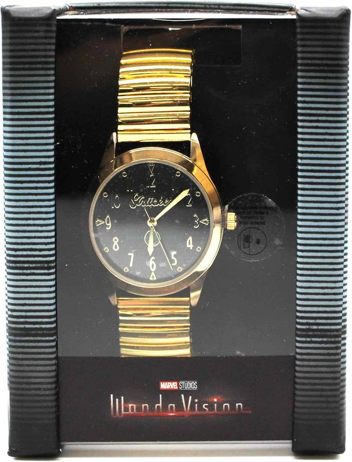 Kids Wandavision Analog Quartz Wrist Watch with Small Face, Gold Accents for Adu