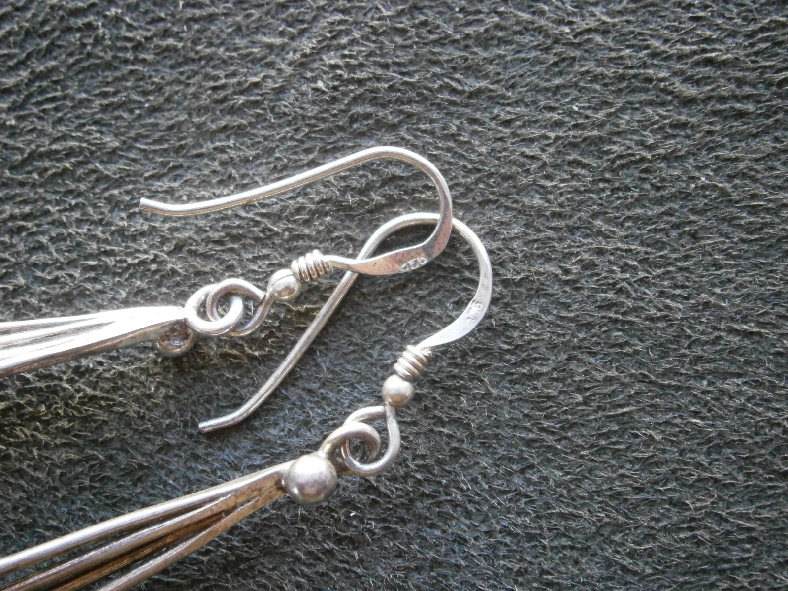 Long Fixed Clear Crystal Vintage Sterling Silver Dangle Hook Earrings 6.5g