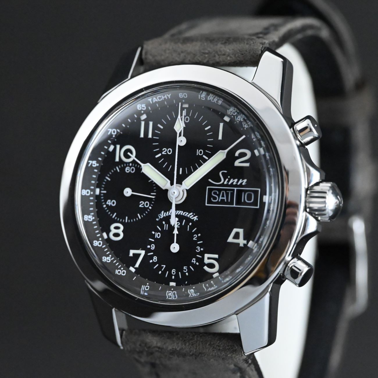SINN 103ST VINTAGE CHRONO BLACK MATTE WATCH 41 MM (V.GOOD & PAPER & ORIGINAL)
