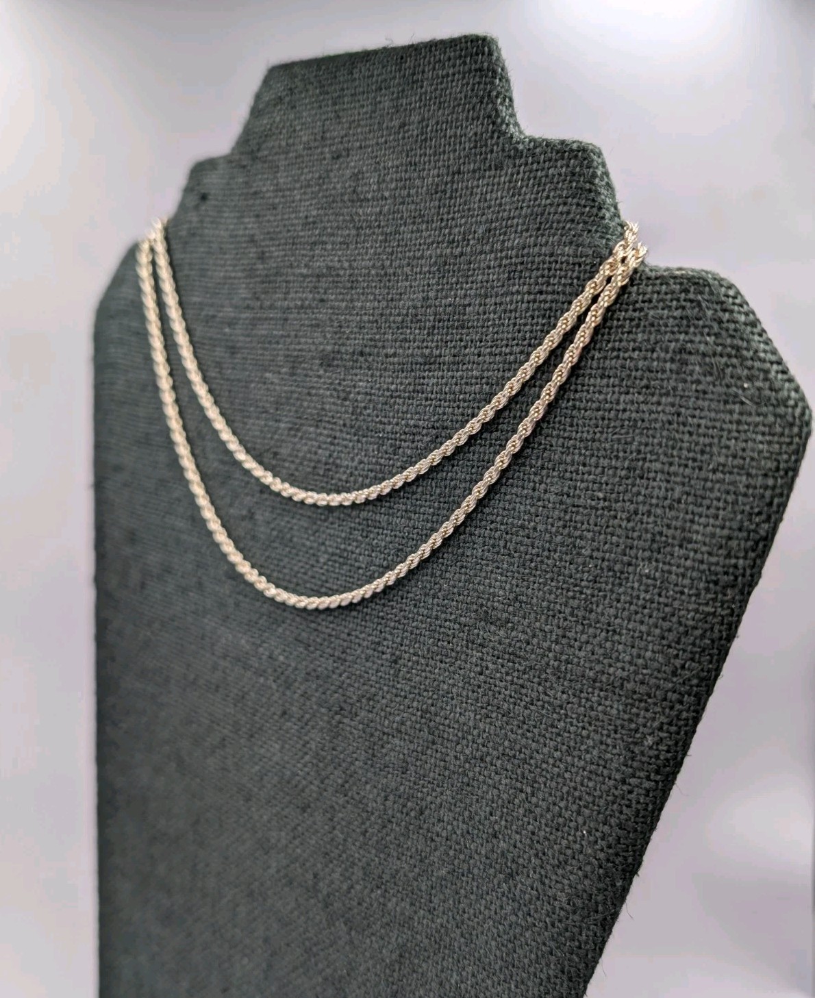 Vtg Italian 925 Sterling Silver Solid Rope Chain Necklace 30″ 2.2mm 14.7g Unisex