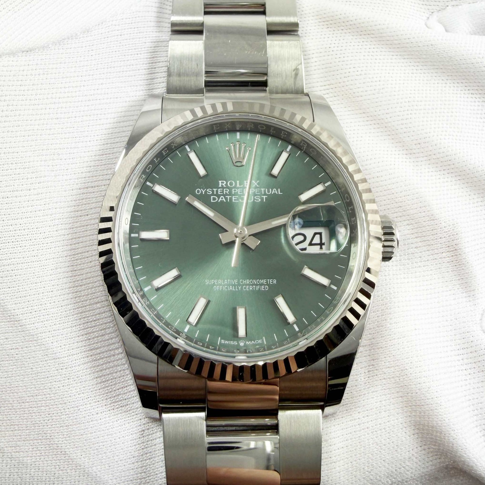 2024 Rolex Datejust 126234 36MM Mint Green Dial Steel Box Papers