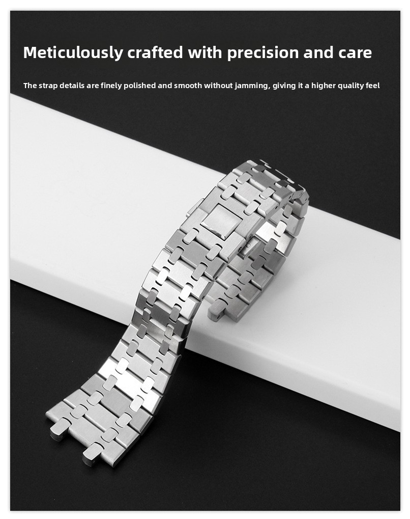 316L Solid Stainless Steel Watch Band Straps Mens Bracelet 26mm with Tools