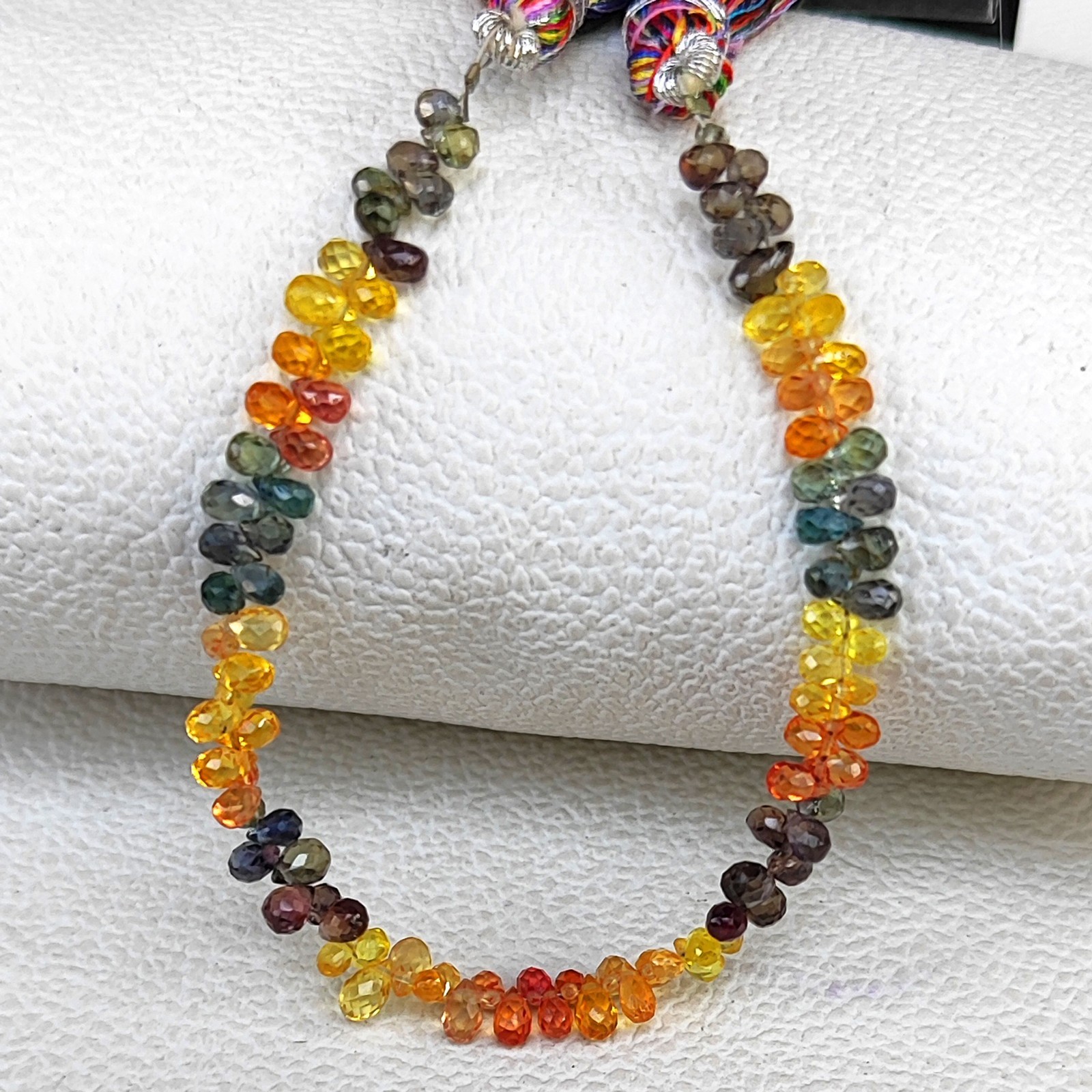 Rainbow Sapphire 4x3mm Faceted Drop Shape Gemstone Beads 5.5 Inch Strand