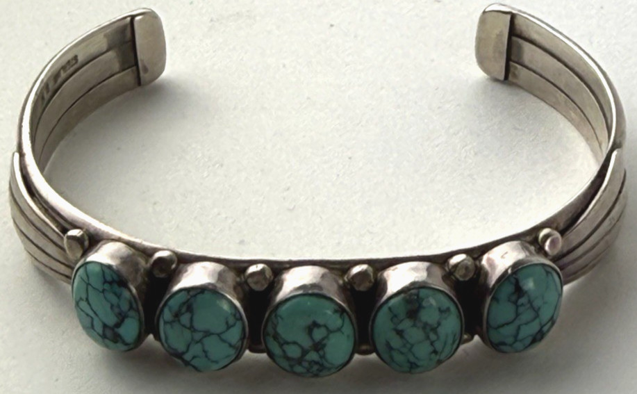 Shirley Henry Navajo Sterling Silver Arizona Turquoise Cuff Bracelet
