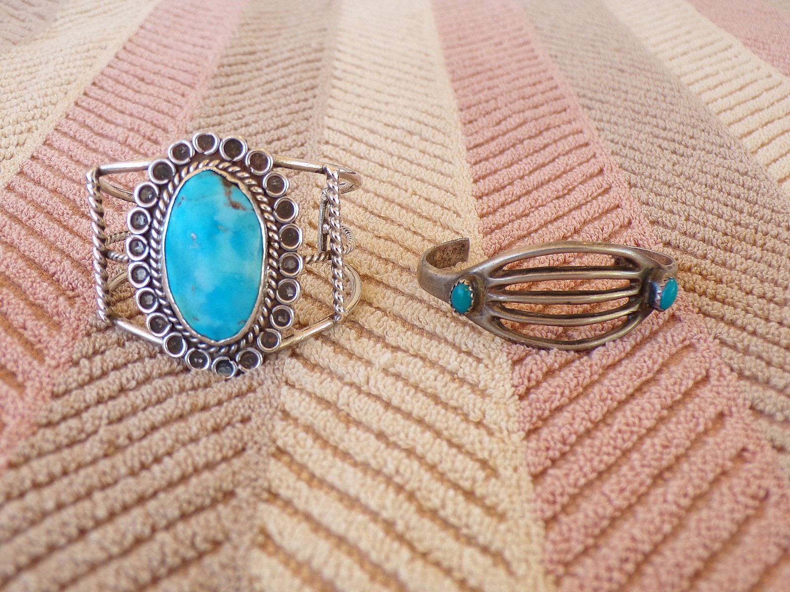2 BABY BLING Childrens Sterling & Turquoise Bracelets 1 Repaired 35 Grams Total
