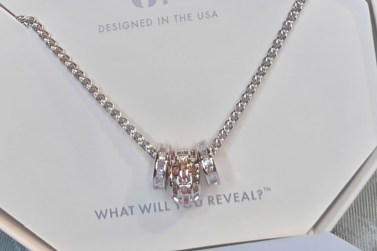 Necklace Reveal Locked In Light Lab-Created Padparadscha Rhd